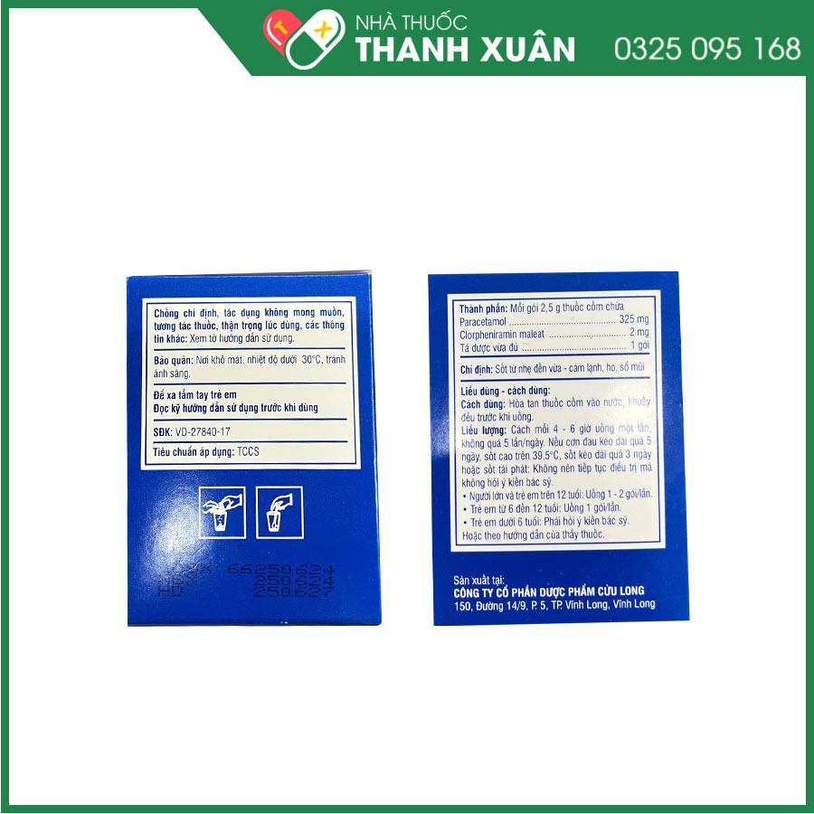 Pabemin 325 điều trị sốt, cảm lạnh, ho, sổ mũi